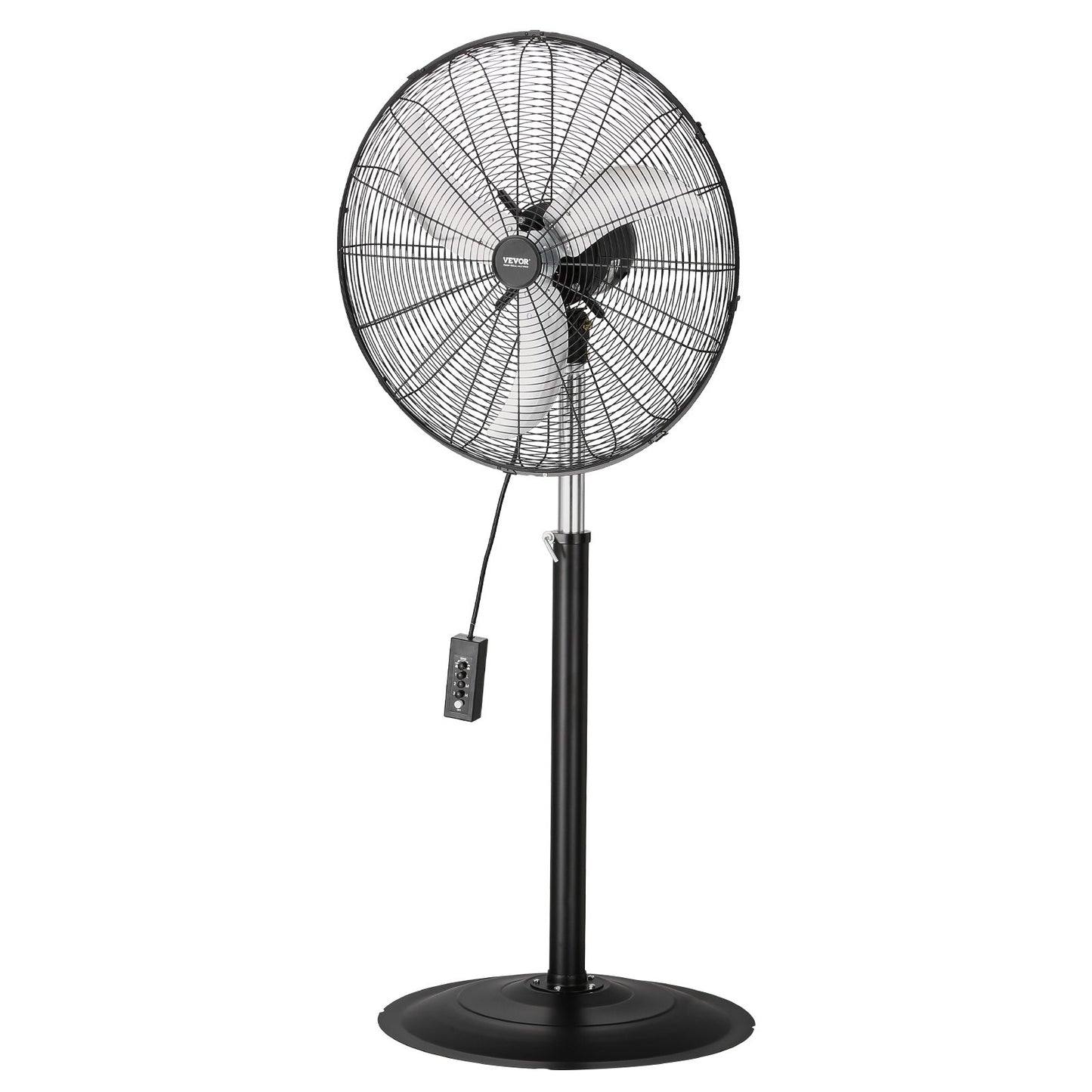 24" industriell piedestalfläkt 3-hastighets oscillerande fläkt höjdjusterbar