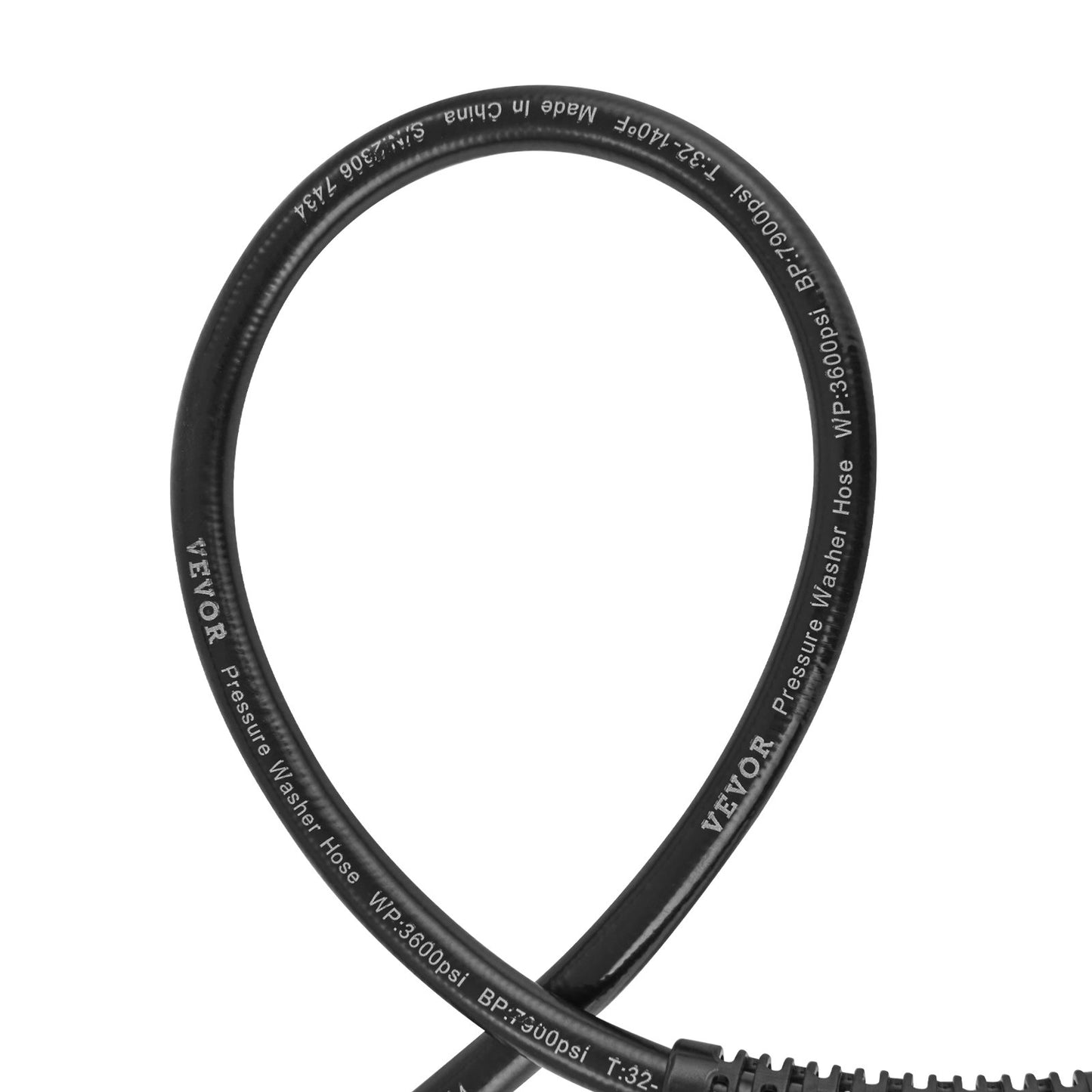 Pressure Washer Hose, 15m, 6.35mm Bend-Free M22-14mm Brass Thread Replacement for Most Brands of Pressure Washers, 19mm Bend Radius, 3600 PSI Heavy Duty Power Washer Extension Hose