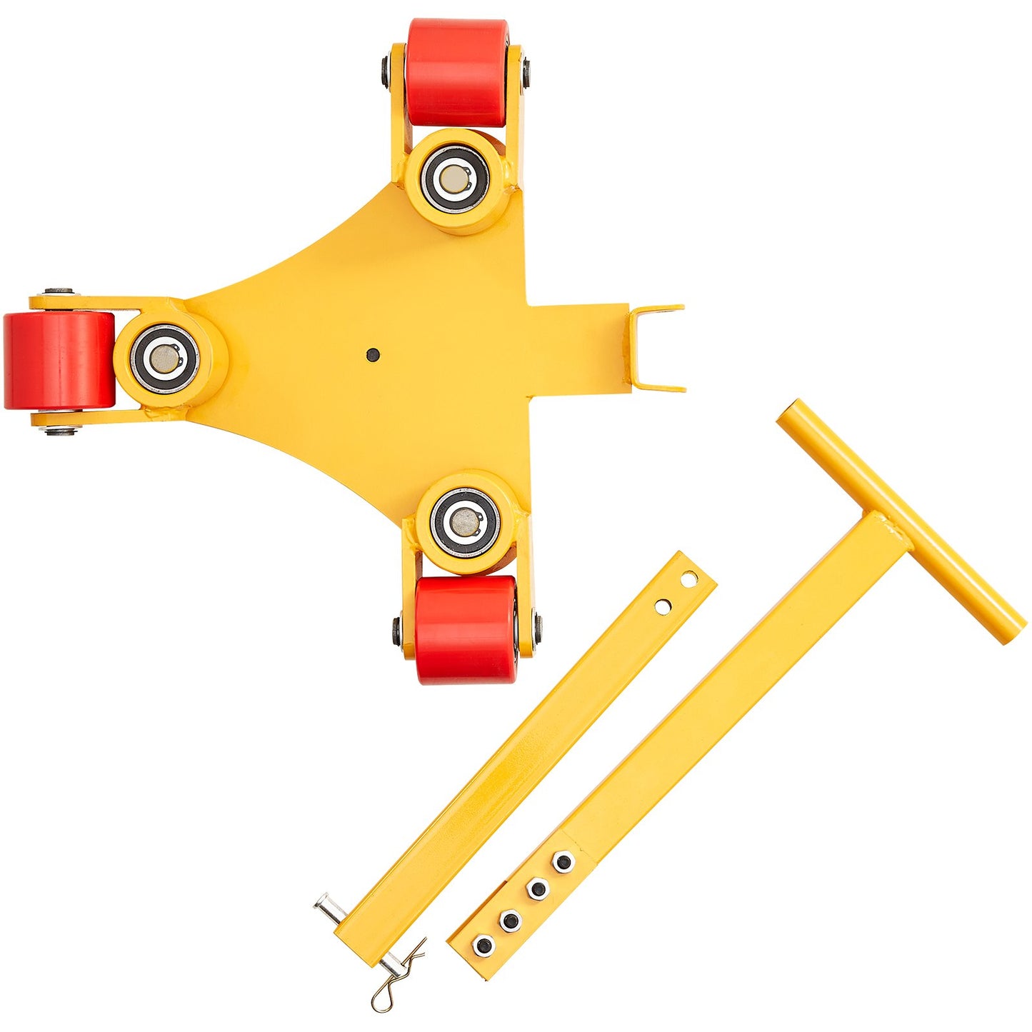 Machinery Skate Dolly, 6614 LBS/3T Industrial Machinery Mover med handtag, kolstålmaskiner Flyttskridsko med 3 360° svängbara PU-hjul, 360° roterande halkskydd för lager, verkstad