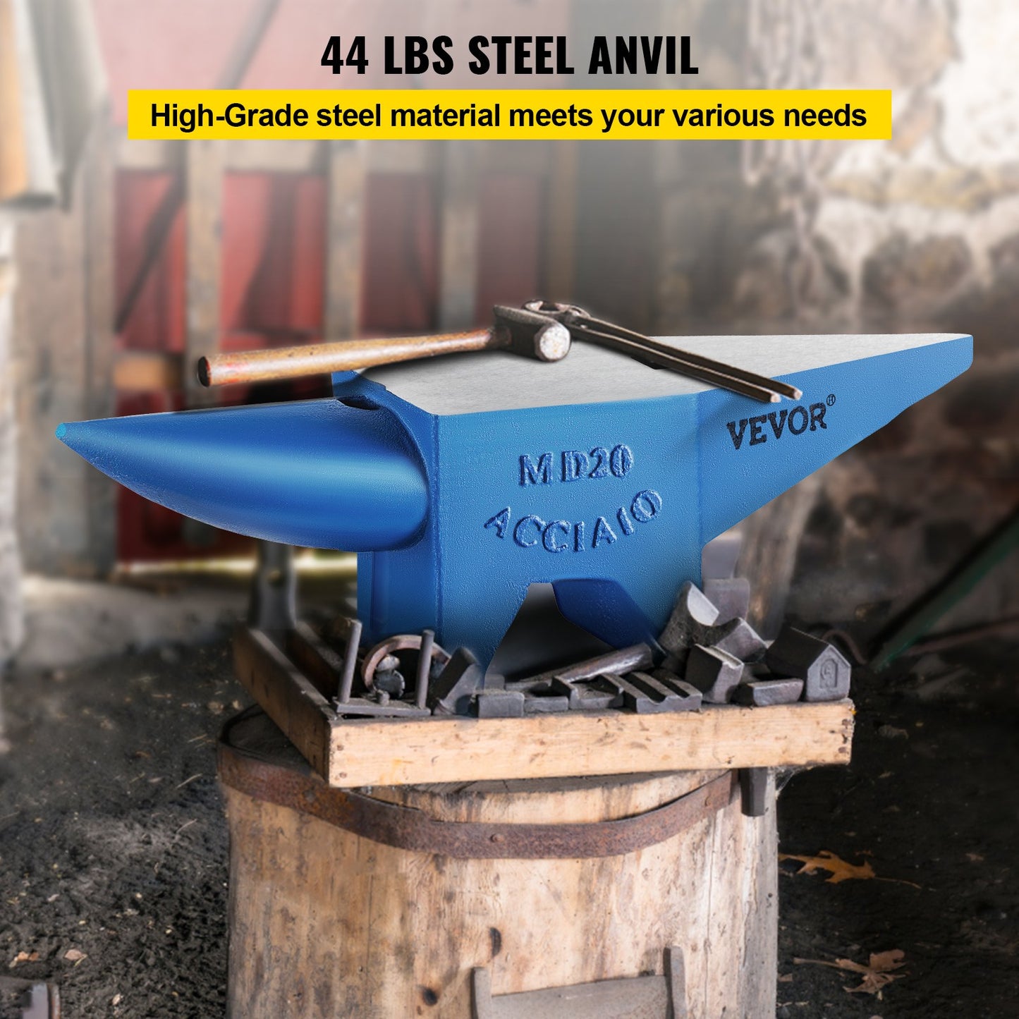 Single Horn Städ 44Lbs Stål Städ Smed till Salu Smide Verktyg och Utrustning Städ Robust Runt och fyrkantigt hål Horn Städ Smide Juvelerare Metalsmith Smidesverktyg