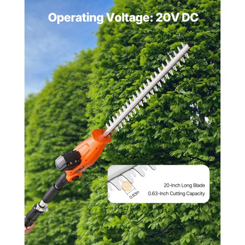 Retractable Cordless Electric Hedge Trimmer 20V 1200RMP with 20 inch Blade | EU