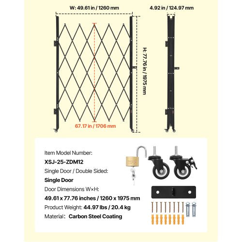 Single folding safety gate lockable scissor gate 122 x 190 cm (WxH) | EU
