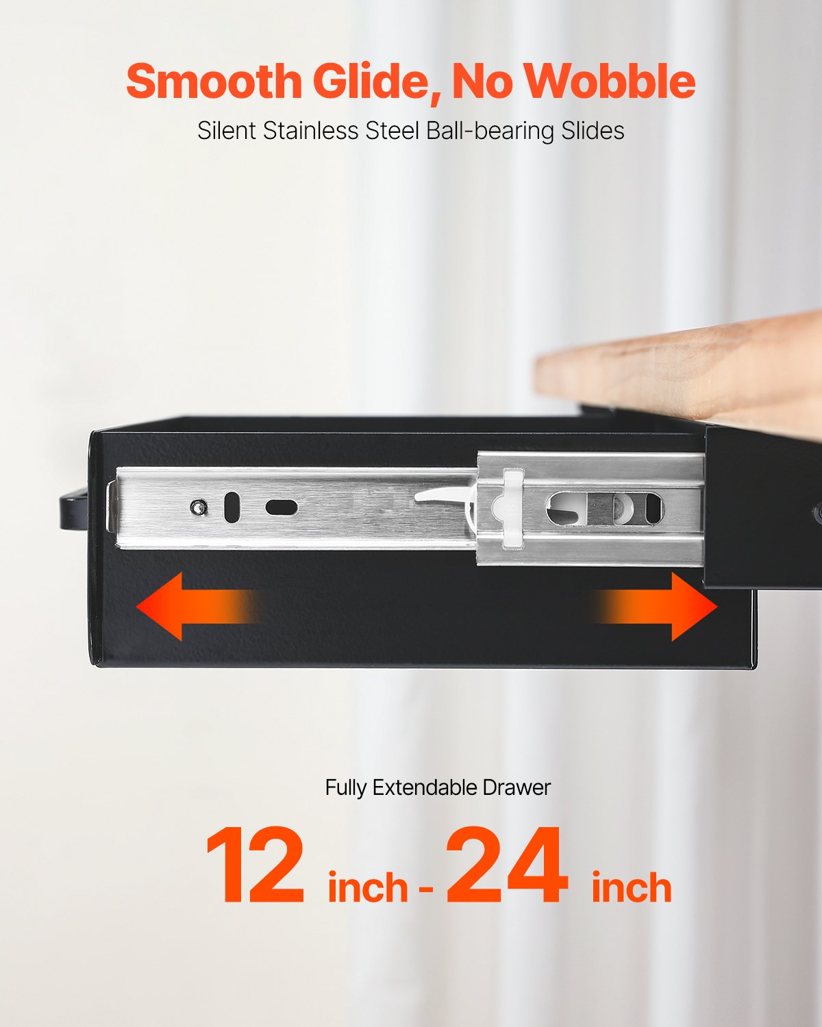 33 cm Under Skrivbord Låda Organizer Utdragbar låda Space Saver Hemmakontor