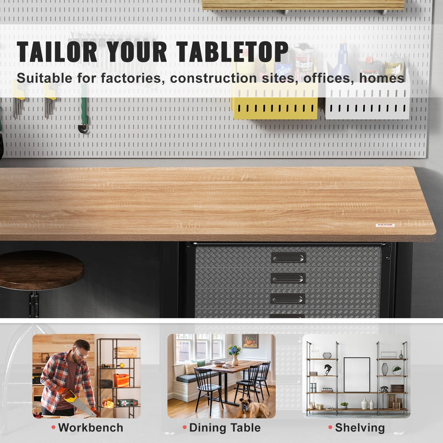 Table Top, 55" x 27.6" x 1", 220.5 lbs Load Capacity, Universal One-Piece Particle Board for Height Adjustable Electric Standing Desk Frame, Rectangular Countertop for Home and Office Table