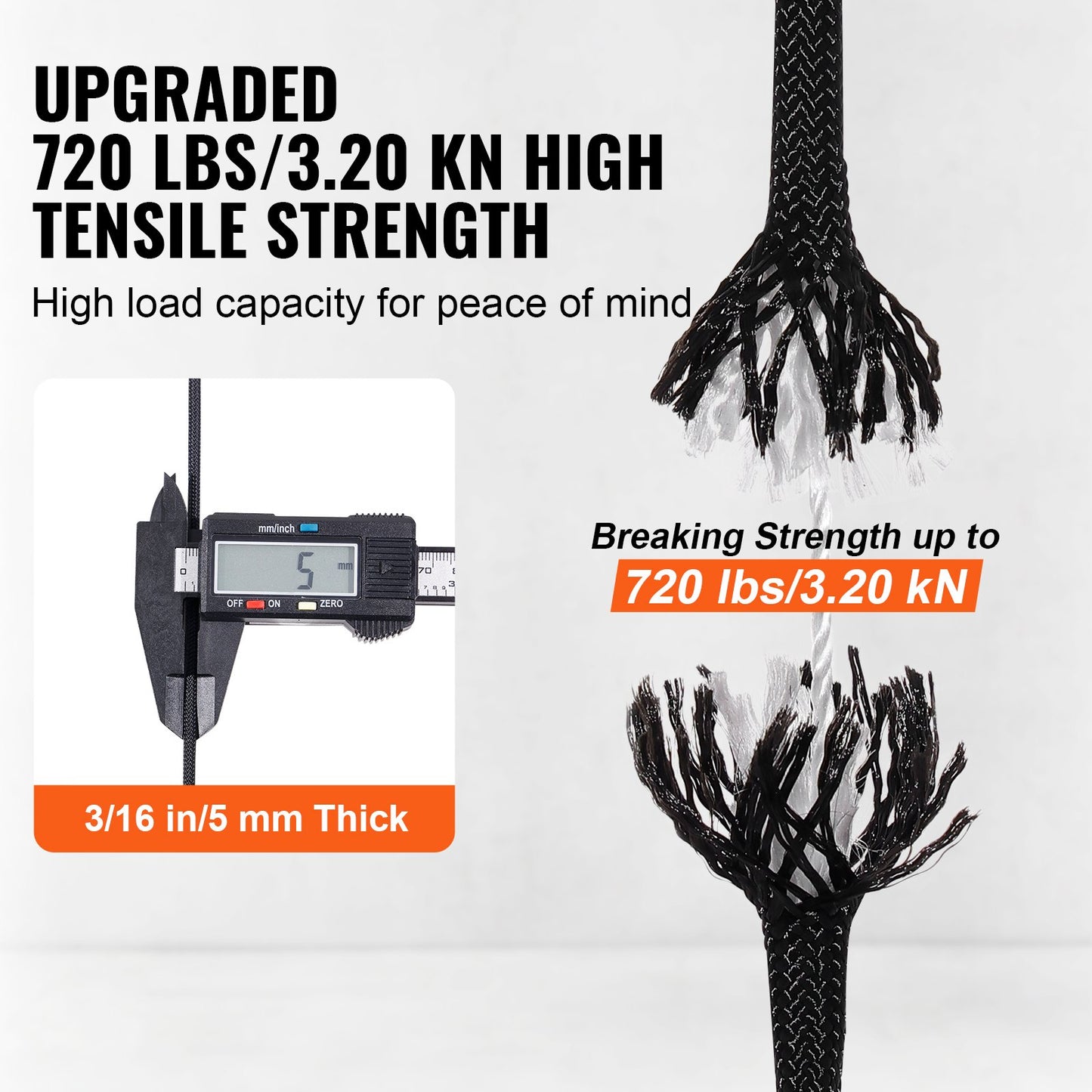 Baumkletterseil für Baumpfleger, geflochtenes Nylonseil, 3/16 Zoll x 1000 Zoll, 32 Stränge