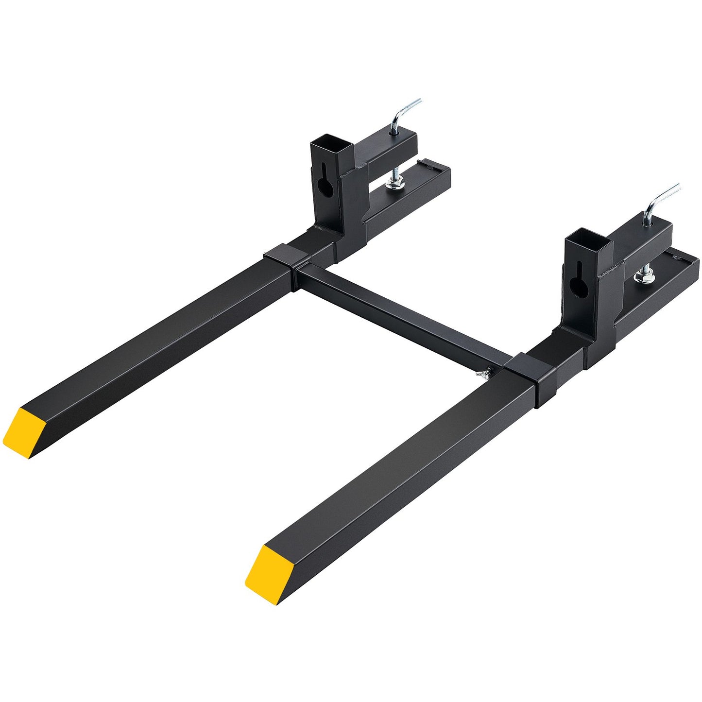 Pallet Forks, 2000 lbs Clamp On Pallet Forks, 43" Overall Length Tractor Bucket Forks with Adjustable Stabilizer Bar, Heavy Duty Pallet Forks for Tractor Attachments, Corded Steering, Load Bucket