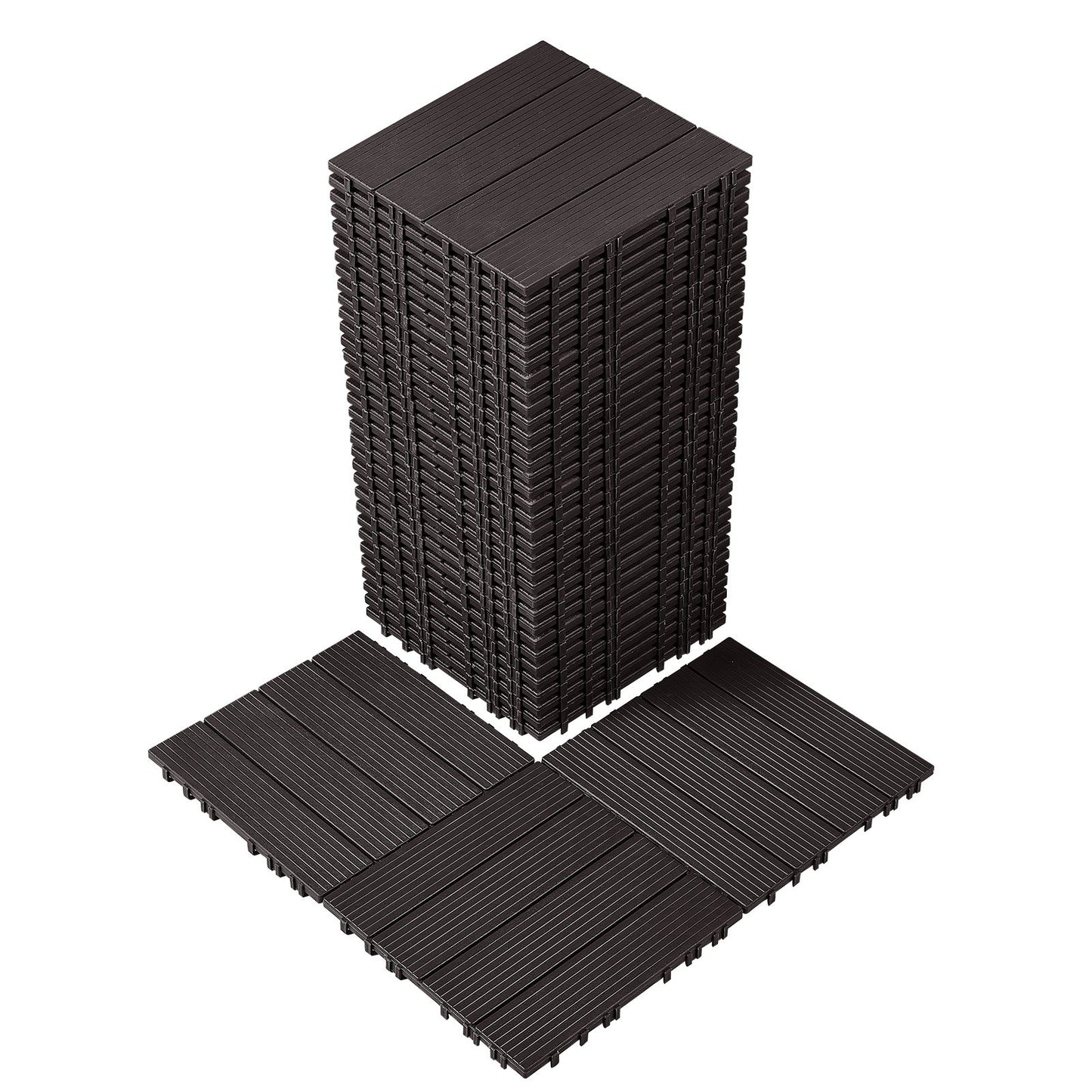 Interlocking Deck Tiles 36 Pack 12"x12" Vattentät för veranda mörkbrun