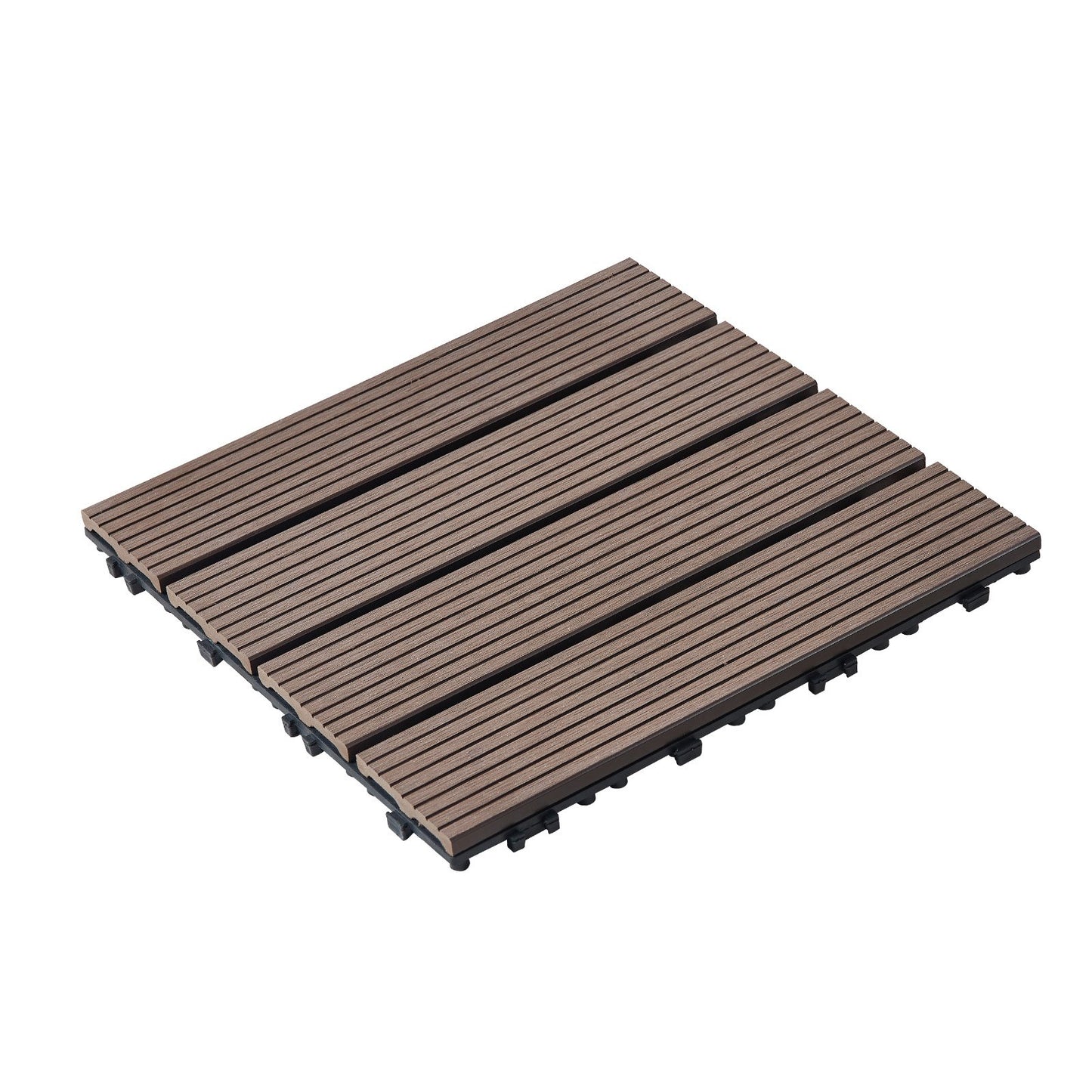 Interlocking Deck Plates Plast Wood 10 Pack 12"x12" Vattentät för veranda