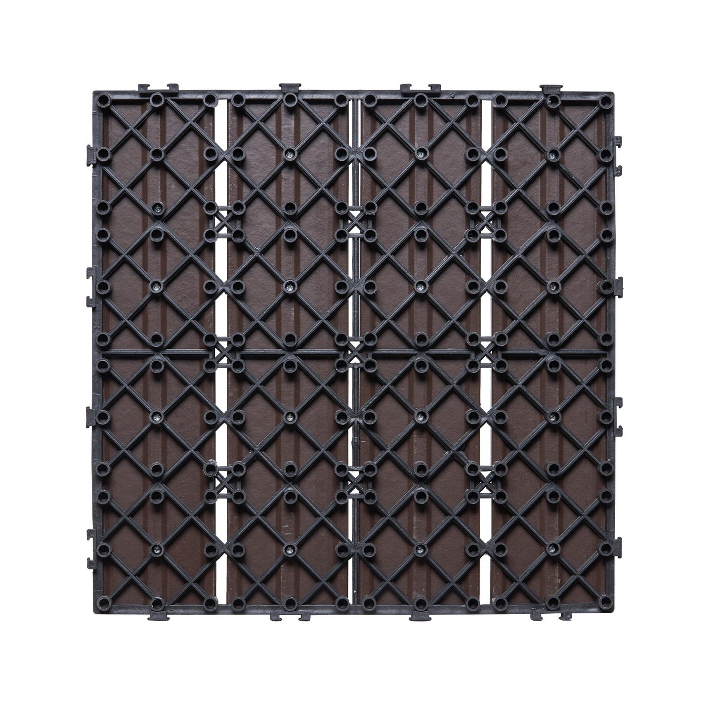 Interlocking Deck Plates Plast Wood 10 Pack 12"x12" Vattentät för veranda