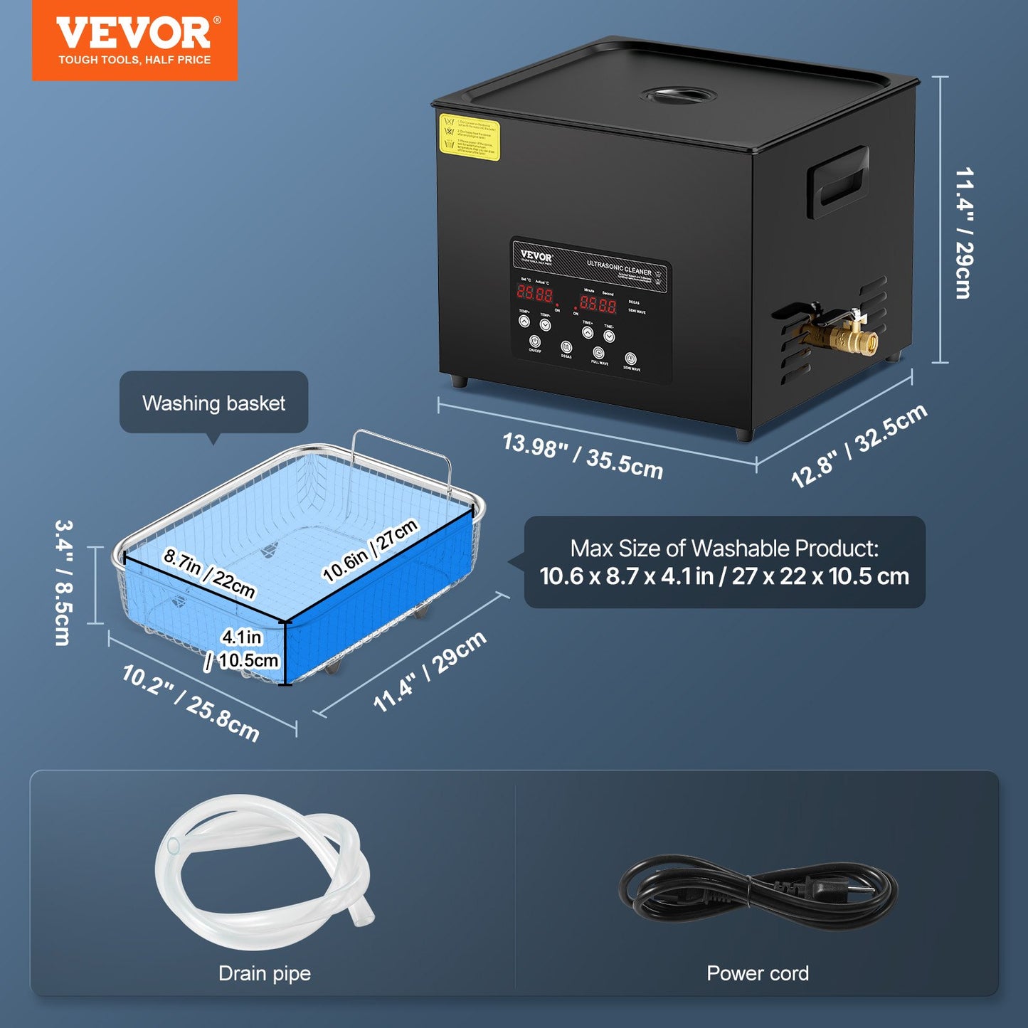 15L Ultrasonic Cleaning Machine with Basket Heater and Timer 360W
