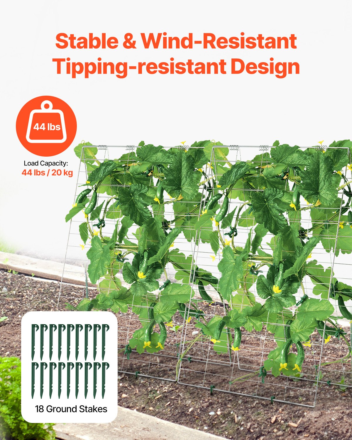 A-Frame Cucumber Trellis 35" x 55" Collapsible Metal Garden Trellis