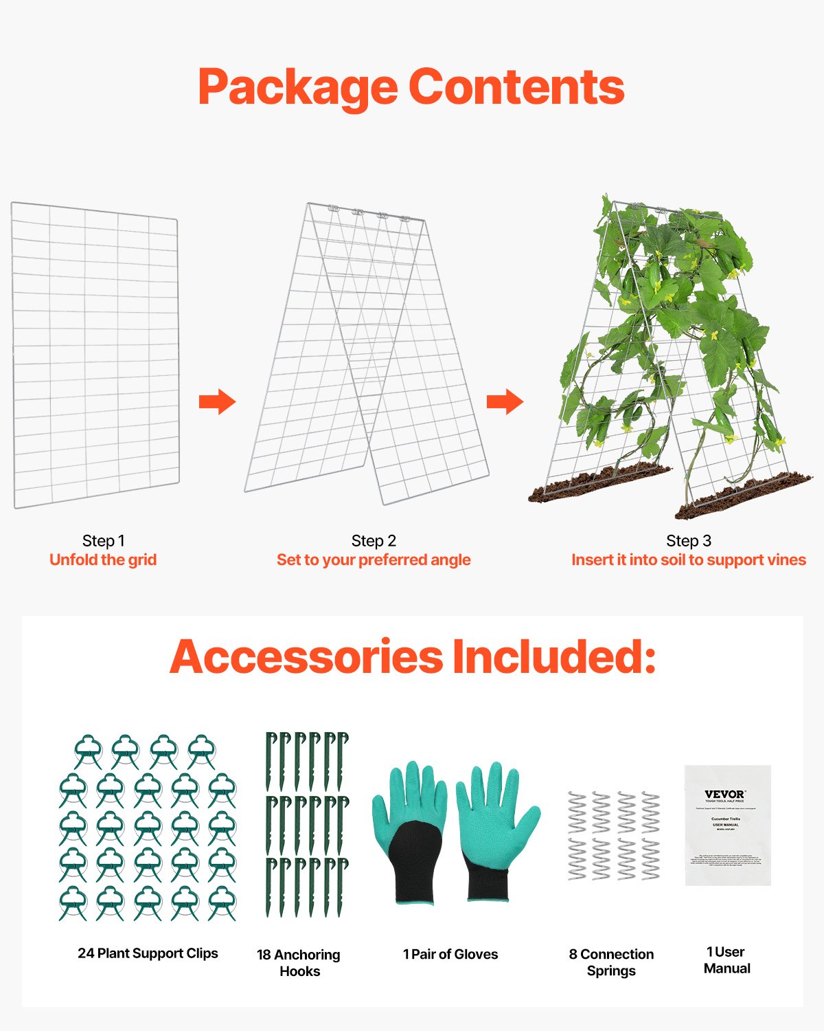 A-Frame Cucumber Trellis 35" x 55" Collapsible Metal Garden Trellis