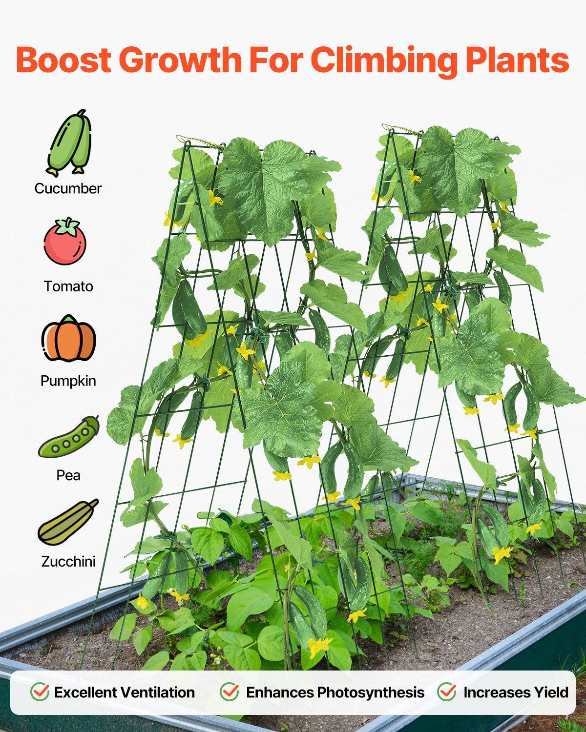 A-Frame Cucumber Trellis 39" x 32" Collapsible Metal Garden Trellis