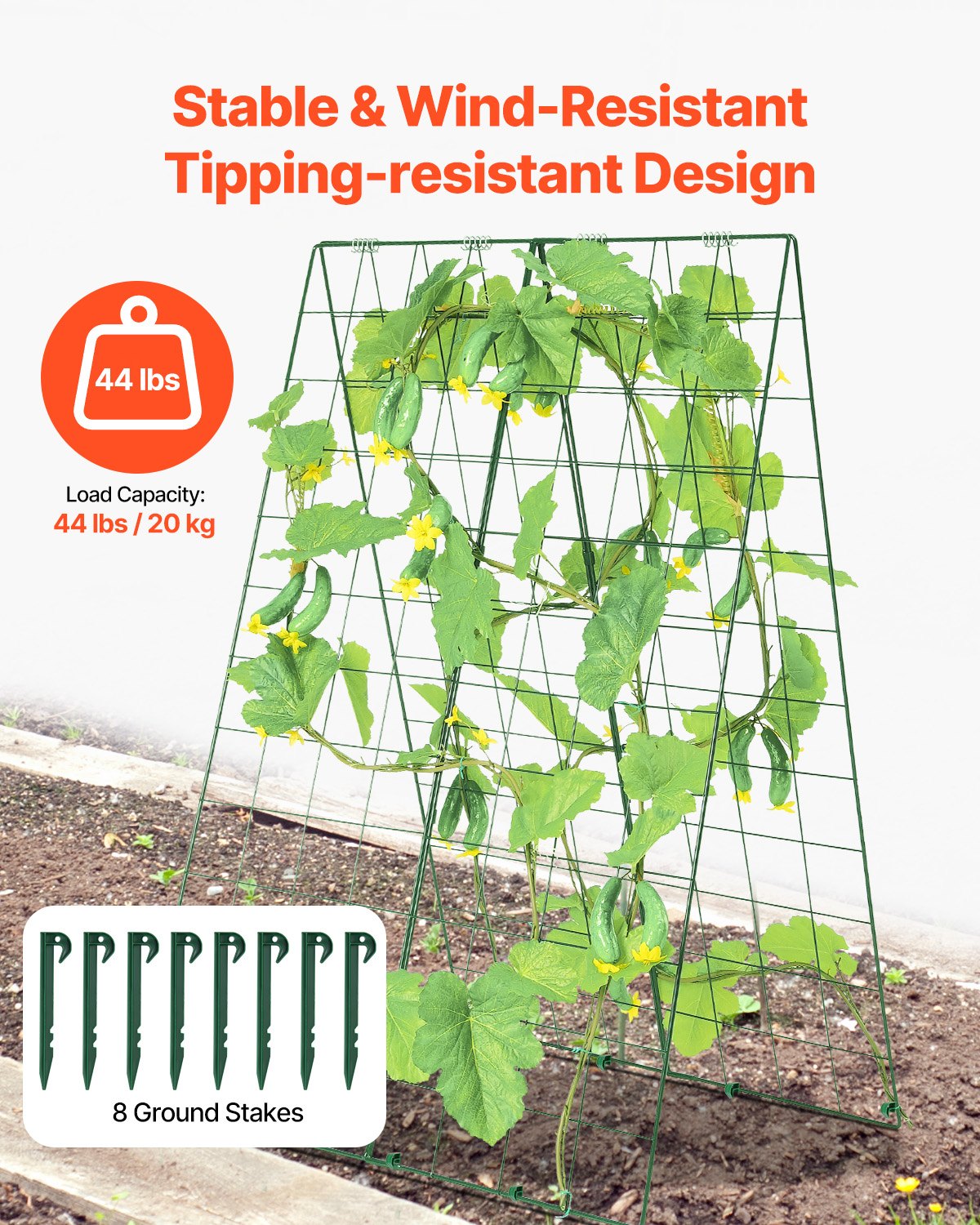 A-Frame Cucumber Trellis 46" x 32" Collapsible Metal Garden Trellis