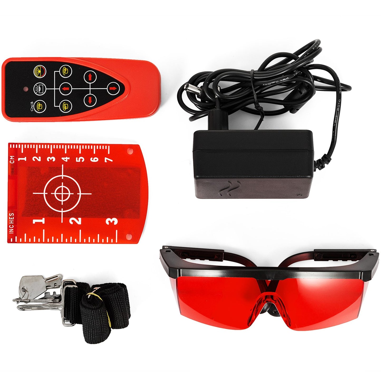 Red Laser Level Rotating Self-Leveling Measurement Automatic Rotating Red Beam with Receiver Remote Control Carrying Case