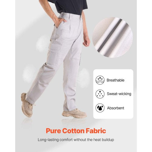 FR Pants for Men Flame Retardant Cargo Pants Multi Pockets M Size Grey