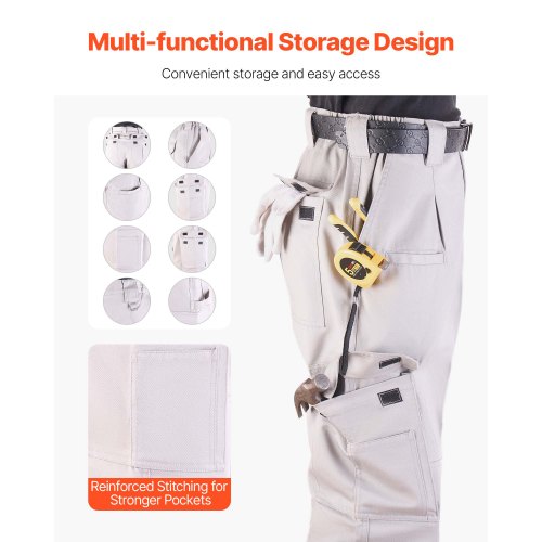 FR Pants for Men Flame Retardant Cargo Pants Multi Pockets M Size Grey