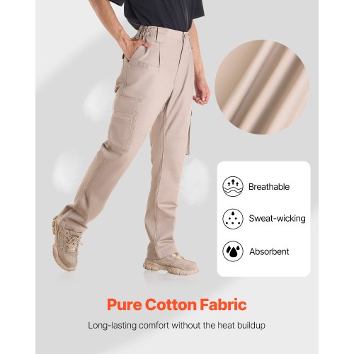 FR Pants for Men Flame Retardant Cargo Pants Multi Pockets M Size Khaki
