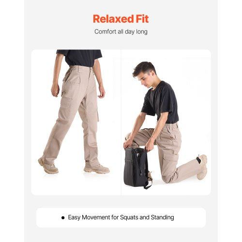 FR Pants for Men Flame Retardant Cargo Pants Multi Pockets M Size Khaki