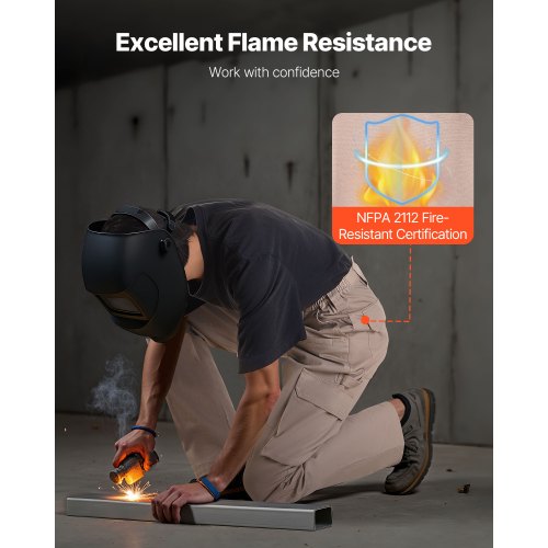FR Pants for Men Flame Retardant Cargo Pants Multi Pockets M Size Khaki
