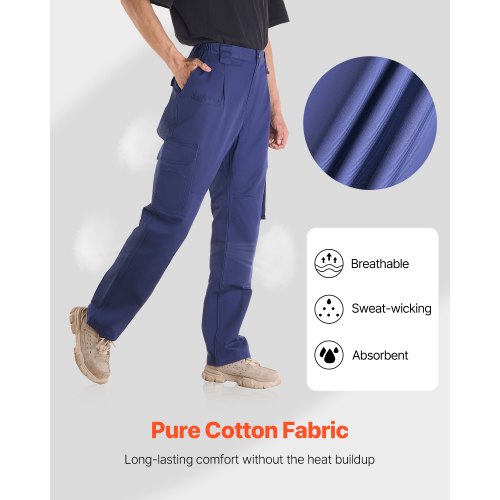 FR Pants for Men Flame Retardant Cargo Pants Multi Pockets L Dark Blue