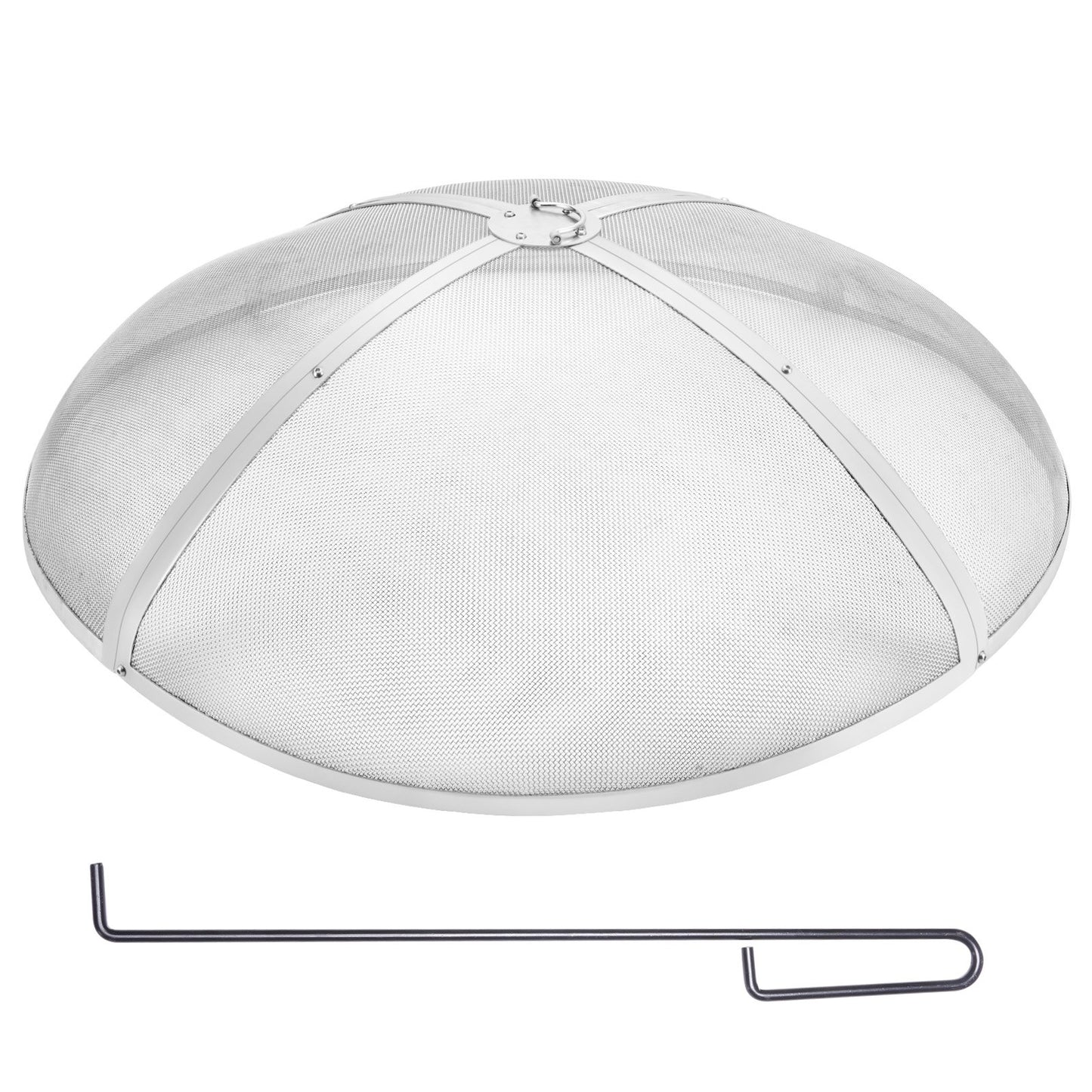 Fire Pit Spark Screen Round 40", förstärkt metallskydd i kraftigt stål, lock för utomhuseldstad, lättöppningsbara toppskärmskydd runda med ringhandtag för utomhusterrass med eldstäder bakgård