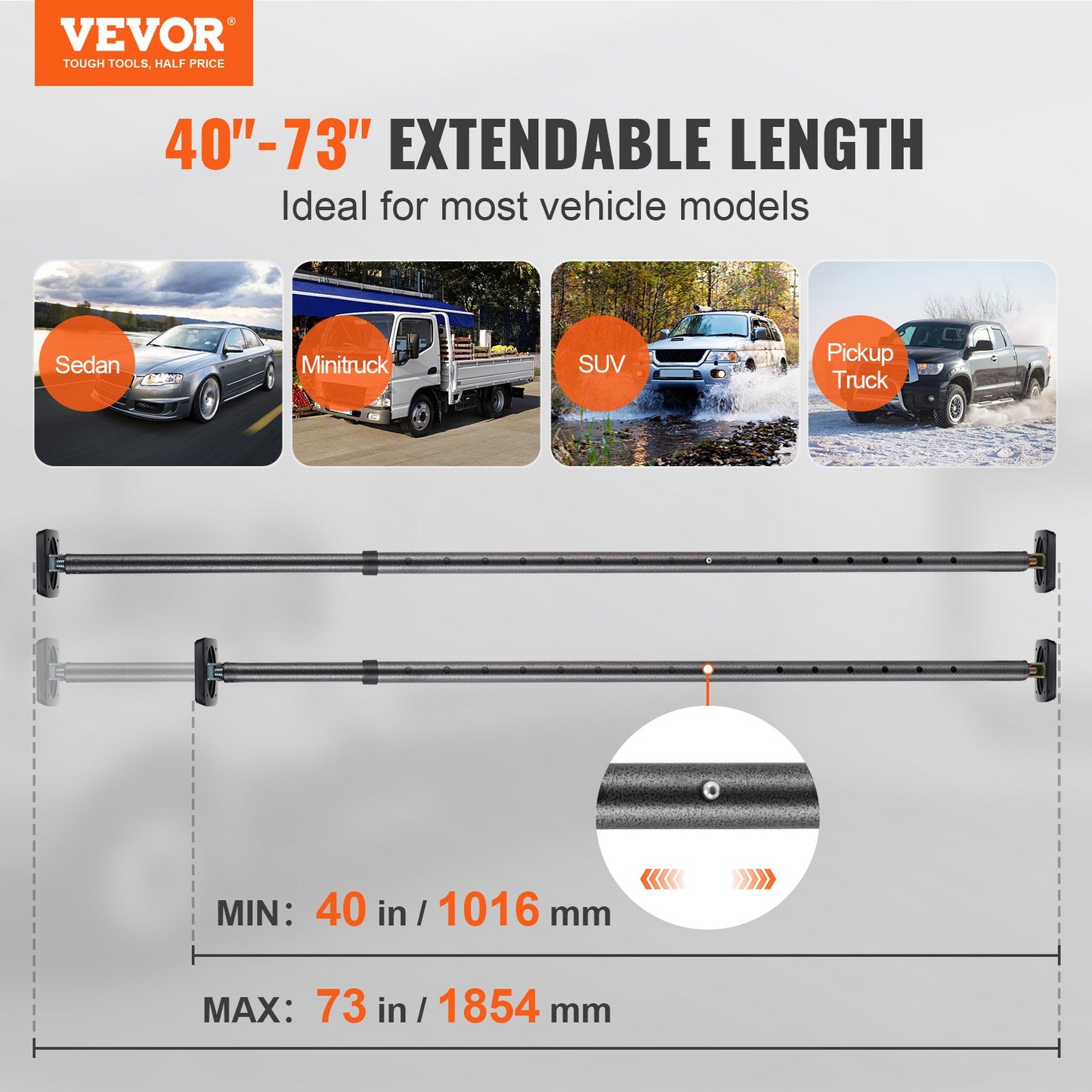 Justerbar Cargo Bar Pickup Lastbil Sänghållare Spärrstabilisator 40"-73