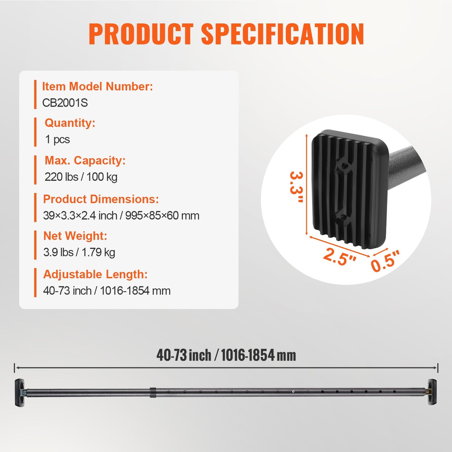 Justerbar Cargo Bar Pickup Lastbil Sänghållare Spärrstabilisator 40"-73