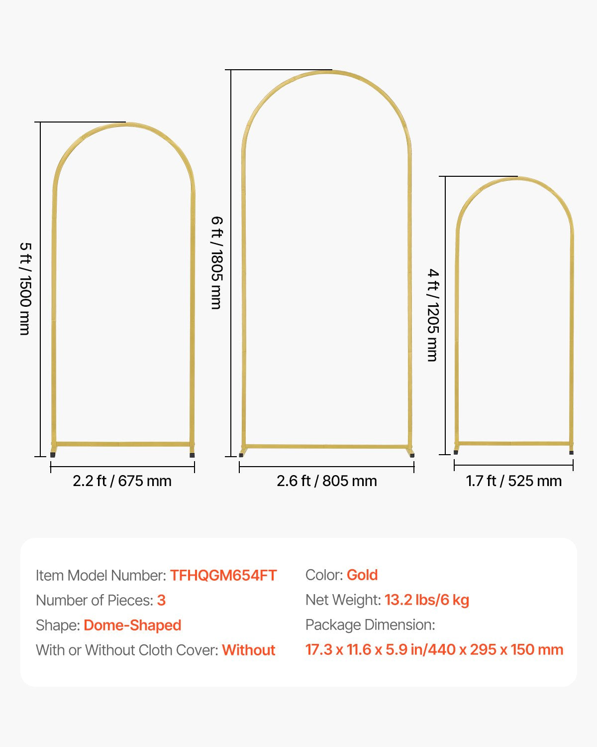 Metal Arch Backdrop Stand Set med 3 stativ med fodralanslutning för bröllop