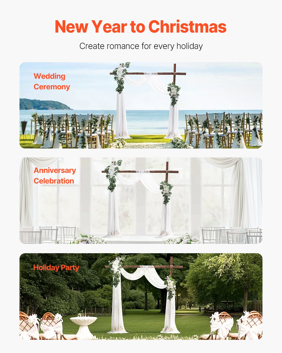Artificial Wedding Arch Flowers Kit White With 2pcs Flowers 1pcs Drapes