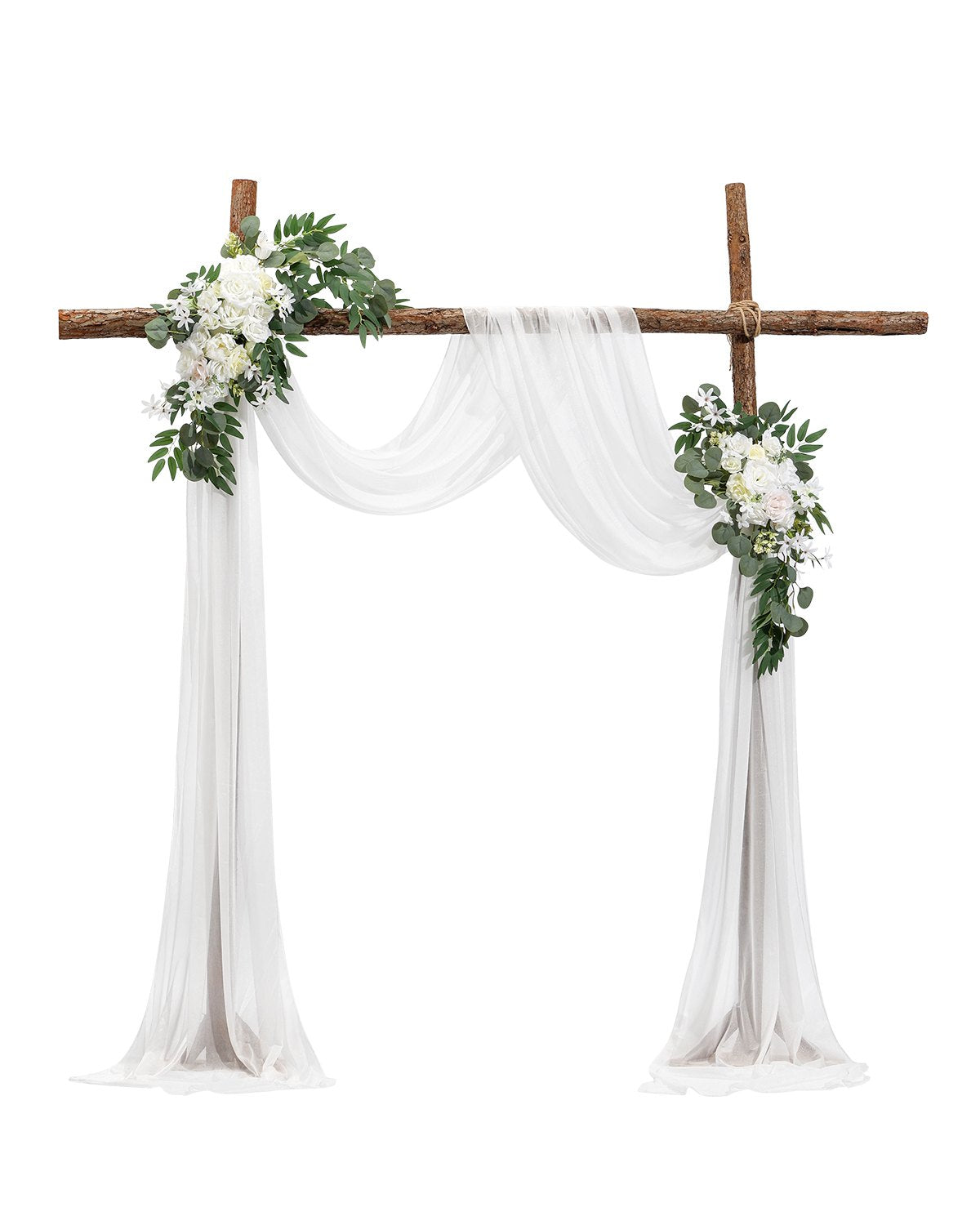 Artificial Wedding Arch Flowers Kit White With 2pcs Flowers 1pcs Drapes