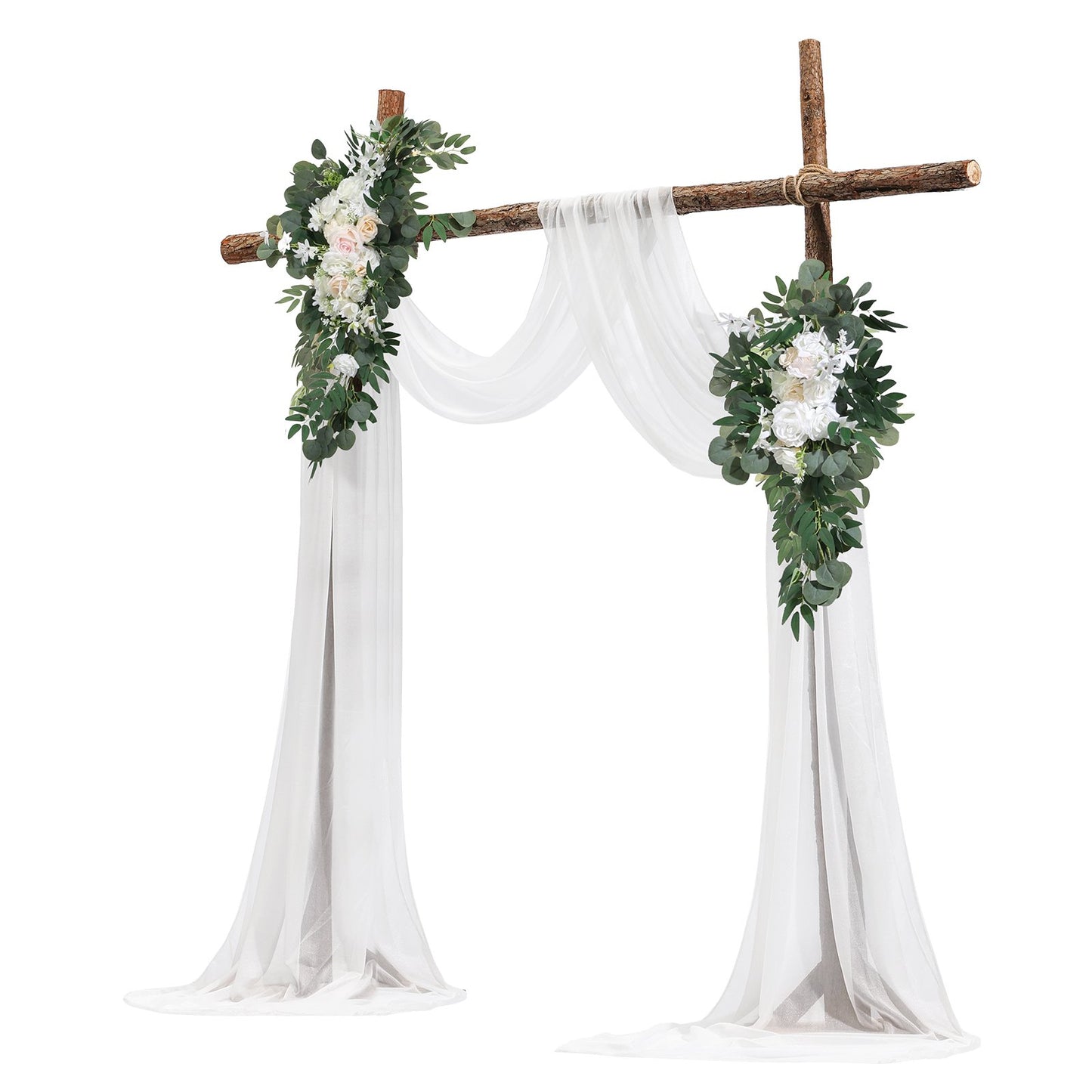 Artificial Wedding Arch Flowers Kit White With 2 Pcs Flowers 2 Pcs Drapes