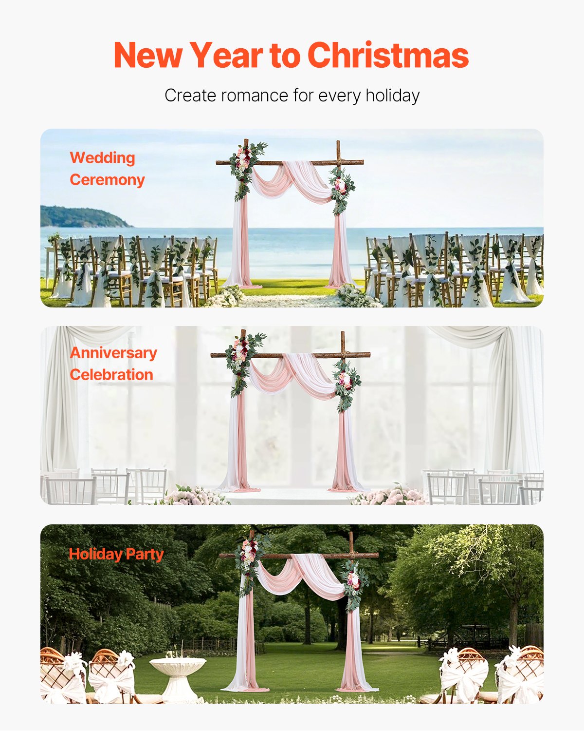 Artificial Wedding Arch Flowers Kit Pink With 2pcs Flowers 2pcs Drapes