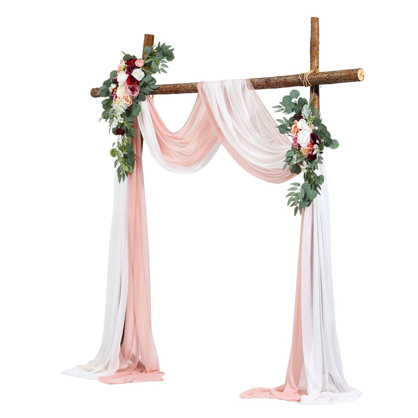 Artificial Wedding Arch Flowers Kit Pink With 2pcs Flowers 2pcs Drapes