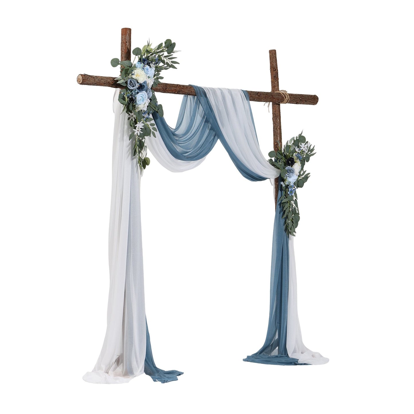 Artificial Wedding Arch Flowers Kit Blue With 2 Pcs Flowers 2 Pcs Drapes