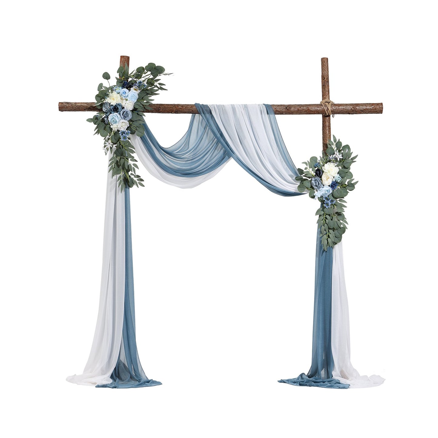 Artificial Wedding Arch Flowers Kit Blue With 2 Pcs Flowers 2 Pcs Drapes