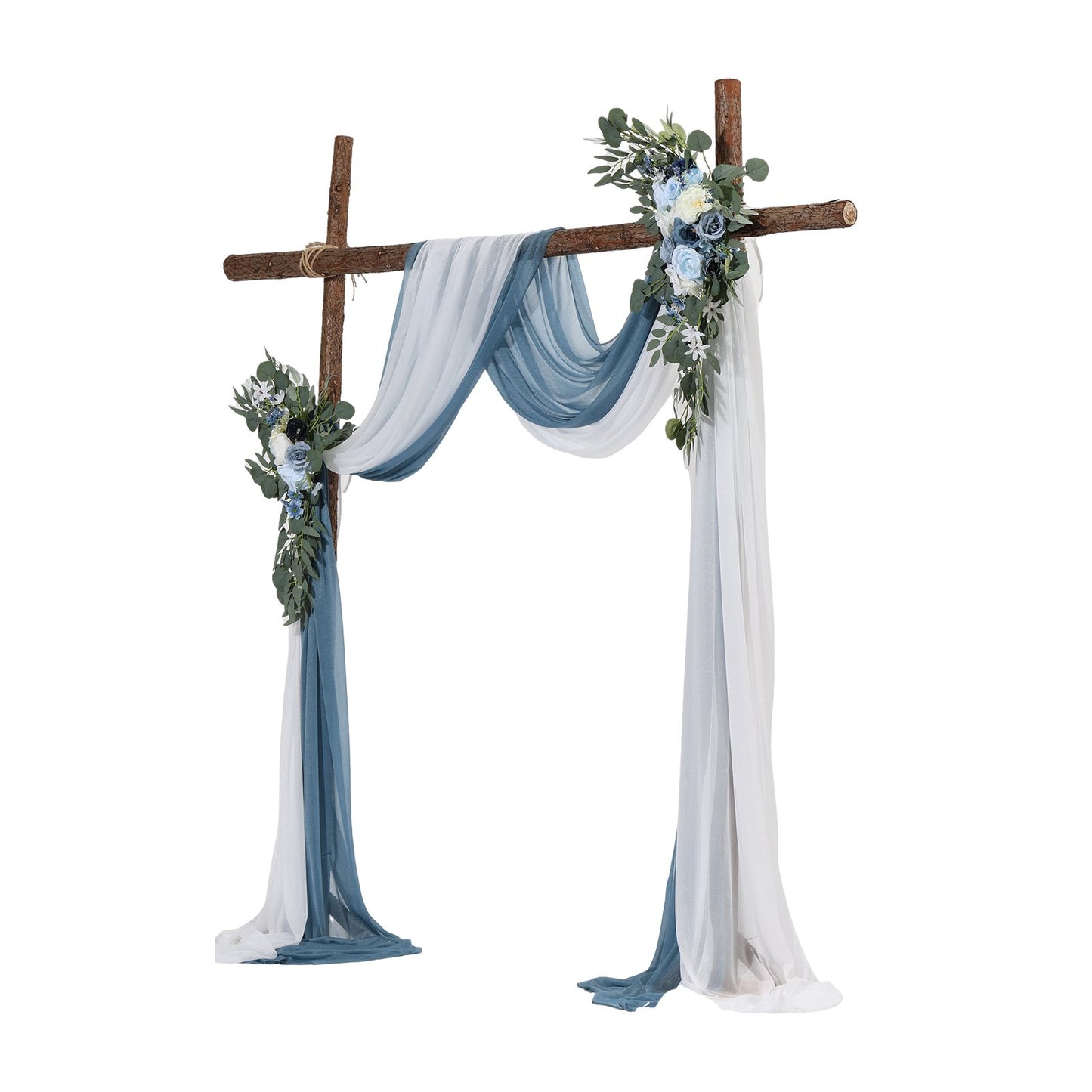 Artificial Wedding Arch Flowers Kit Blue With 2 Pcs Flowers 2 Pcs Drapes