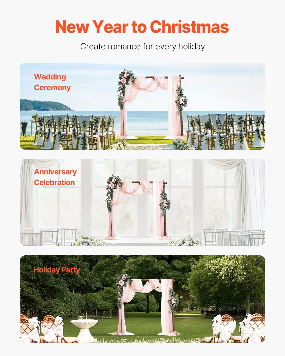 Artificial Wedding Arch Flowers Kit Pink With 2pcs Flowers 3pcs Drapes