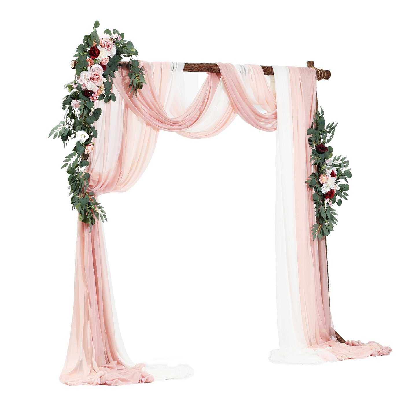 Artificial Wedding Arch Flowers Kit Pink With 2pcs Flowers 3pcs Drapes