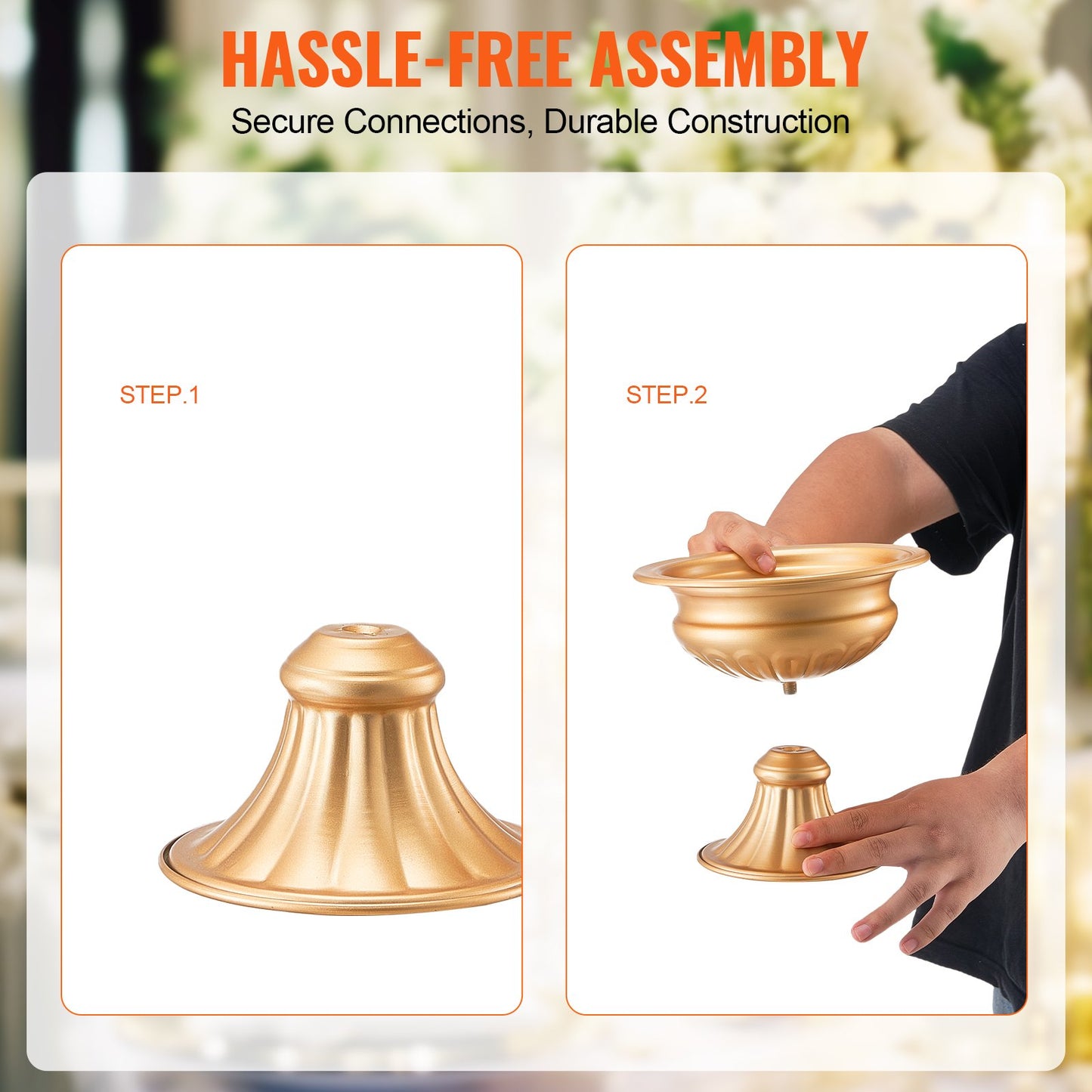 10 STK 16cm/6.3” Bröllopsblommorvas Metall Guld Blomstativ för bord