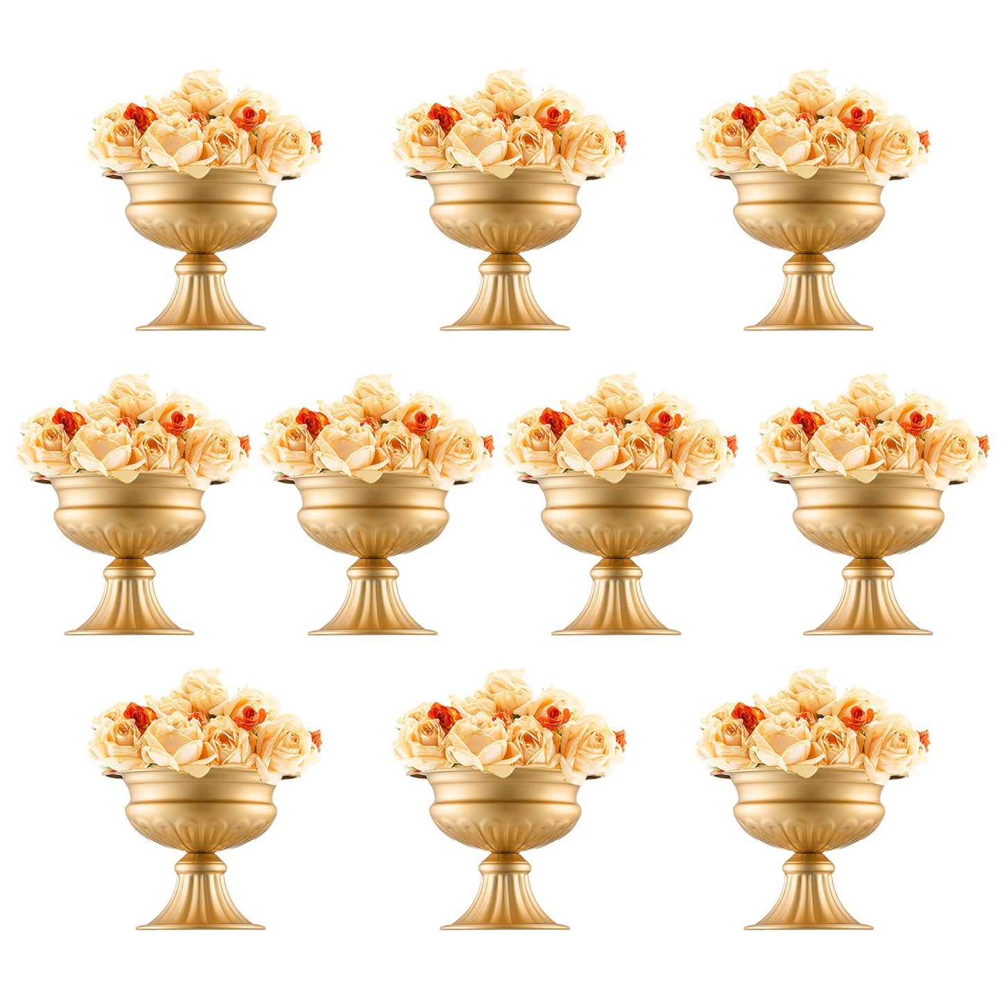 10 STK 16cm/6.3” Bröllopsblommorvas Metall Guld Blomstativ för bord