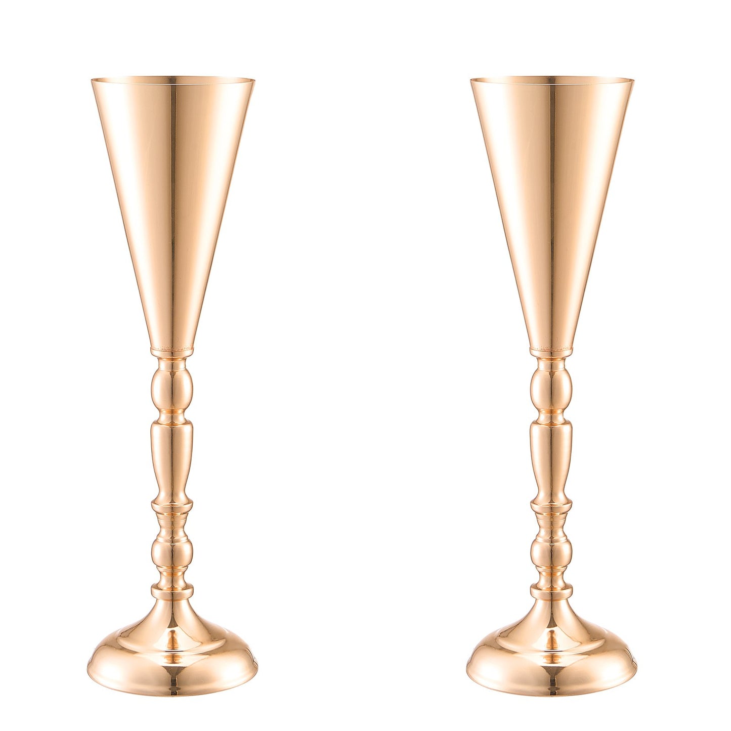 10 STK 43cm/16,9” hög bröllopsblommavas metall guldtrumpet för bord