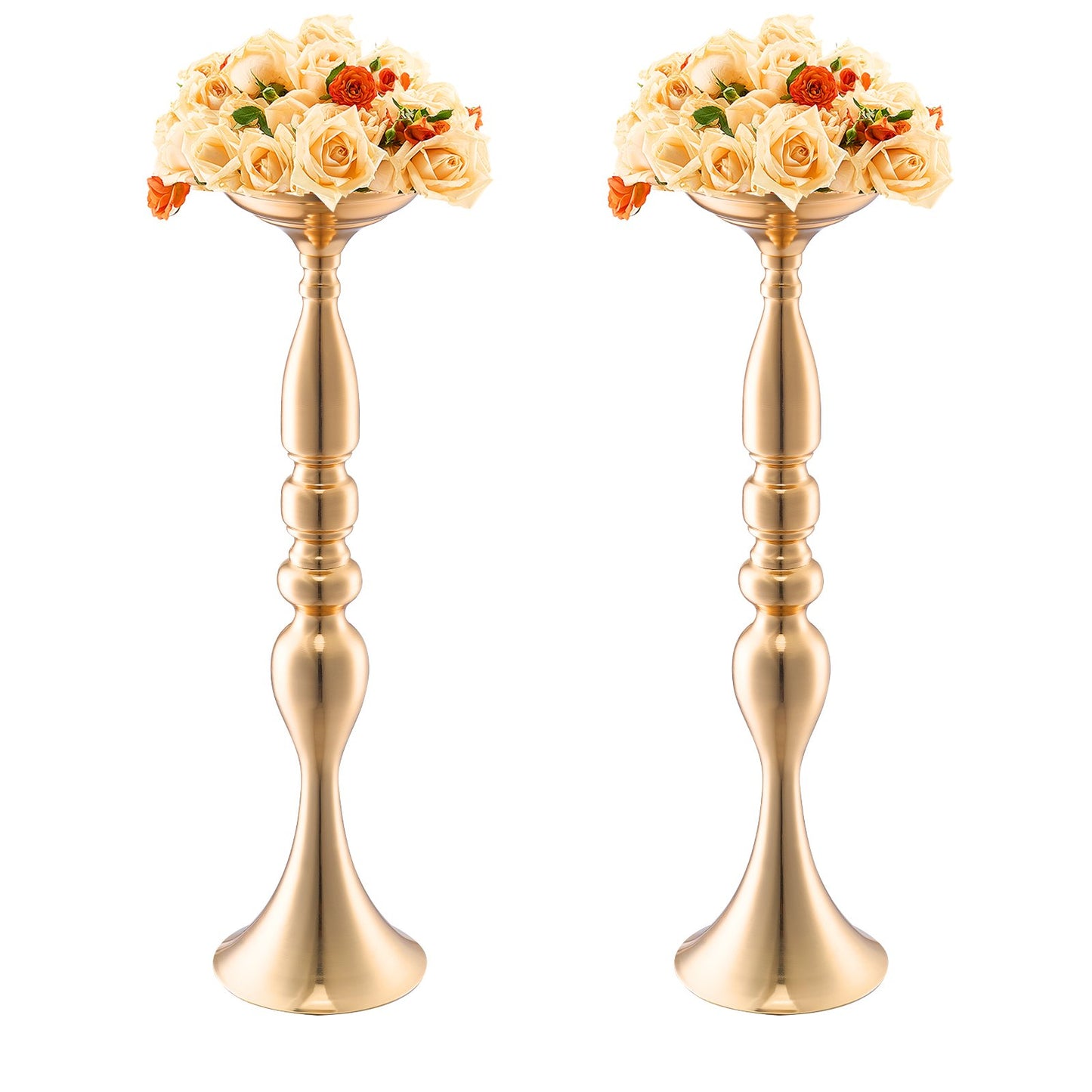24 STK 50cm/19,7” Bröllopsblommavas Metall Guld Blomsterställ för bord