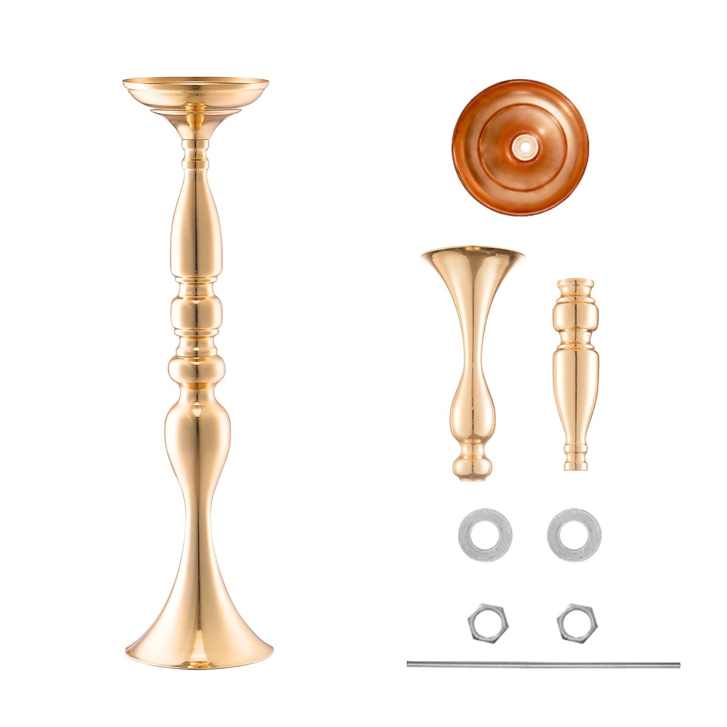 24 STK 50cm/19,7” Bröllopsblommavas Metall Guld Blomsterställ för bord