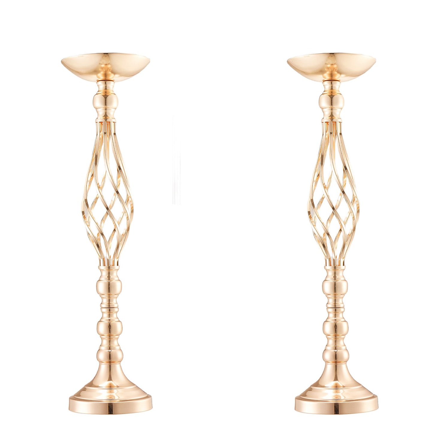 20ST 58cm/22,83” Bröllopsblommorvas Metall Guld Blomstativ för bord