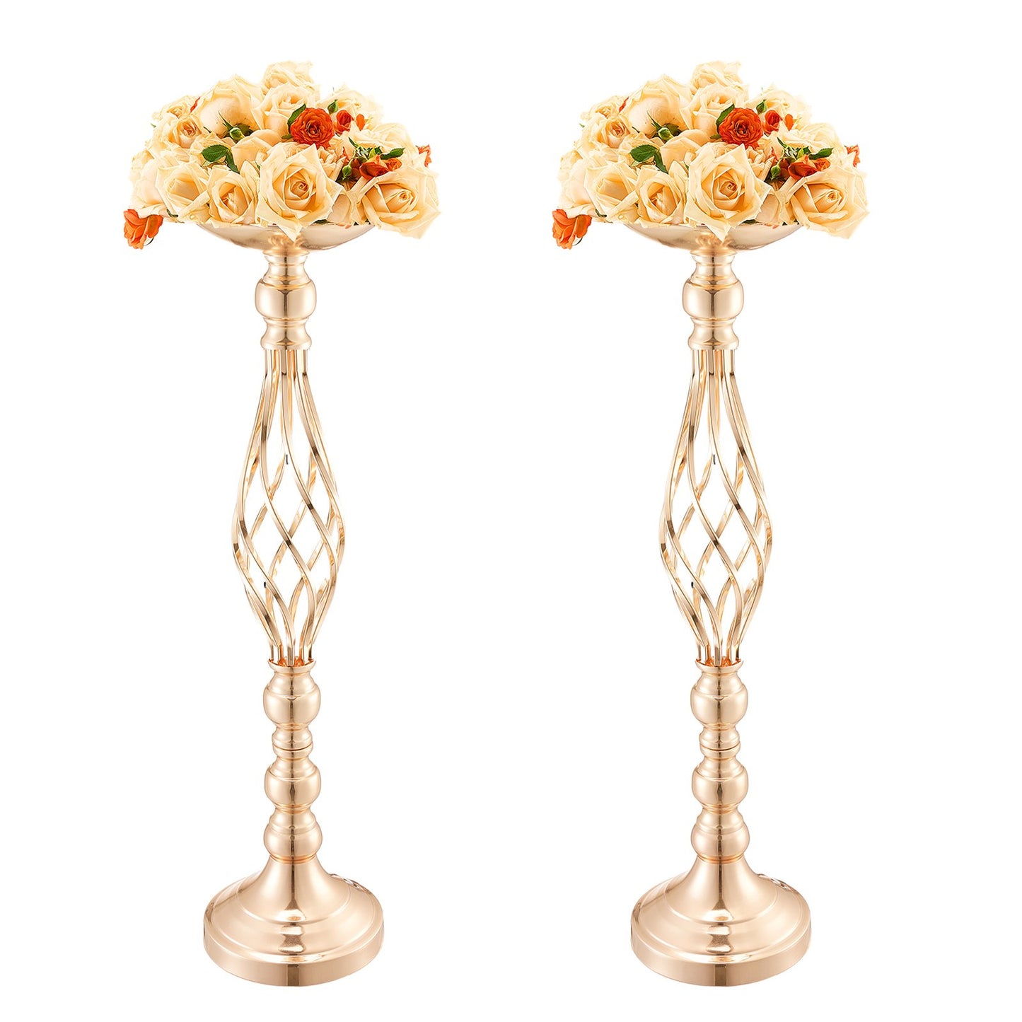 20ST 58cm/22,83” Bröllopsblommorvas Metall Guld Blomstativ för bord