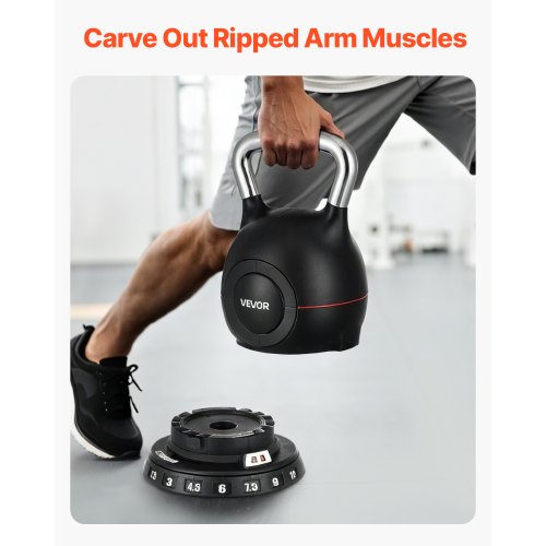 Justerbar Kettlebell med 7 viktnivåer 1,5/3/4,5/6/7,5/9/10 kg | EU
