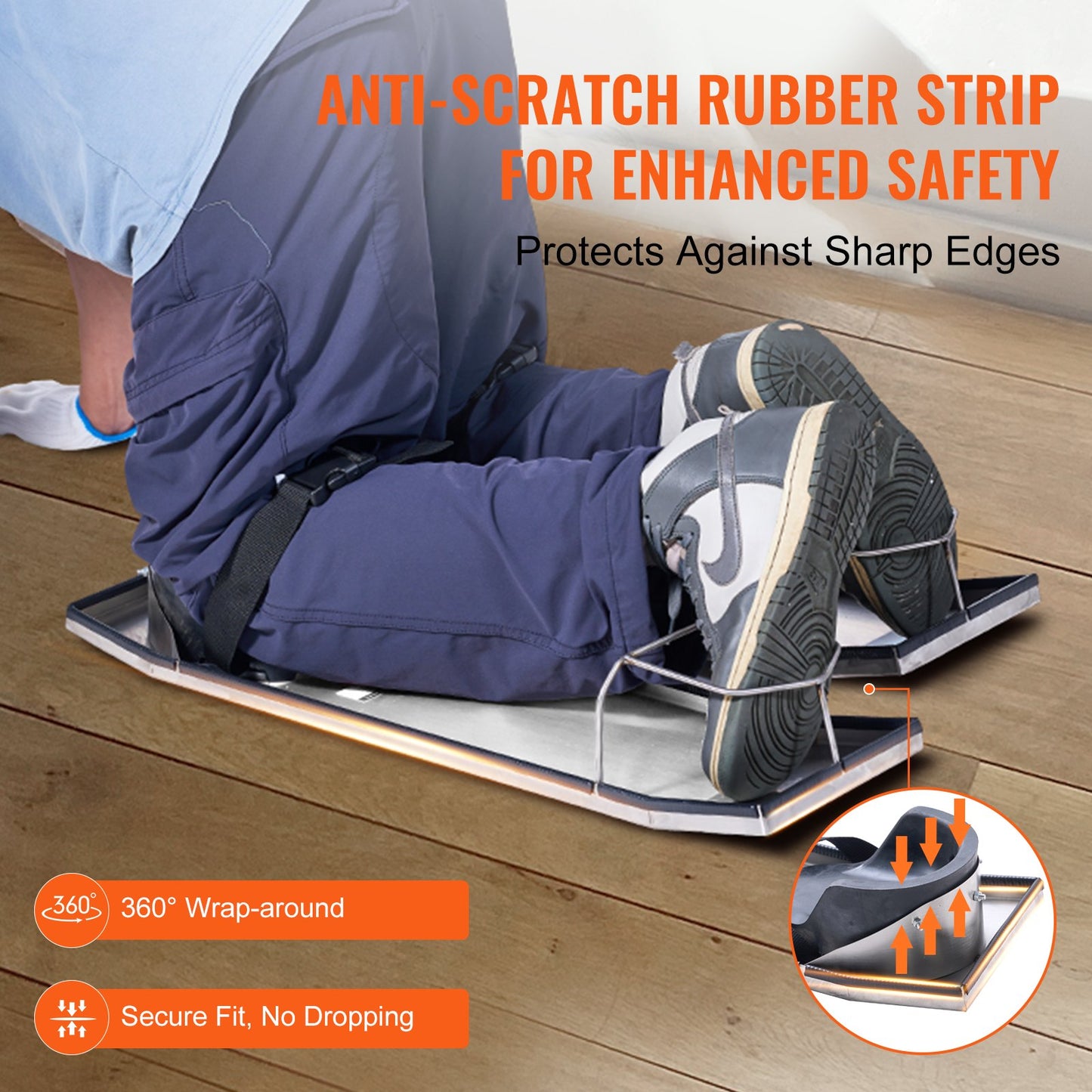 Betong Knee Boards Slider Knee Boards 28” x 8” Kneeler Board Rostfritt stål Kneedboards Betong Sliders Par rörliga skjutreglage med betong knäskydd & bräde band för betongfinish