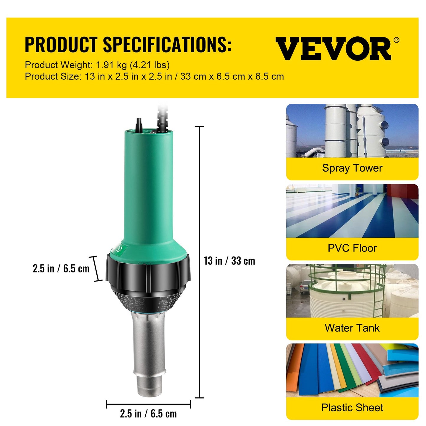 Taksvetsare, 8 st PVC-svetspistol, 1600W varmluftsplastsvetsare, 220V PVC-värmepistol, plastsvetsare med glimmerrörsvärmekärna, steglös temperaturreglering 104-1112 °F Plastsvetssats
