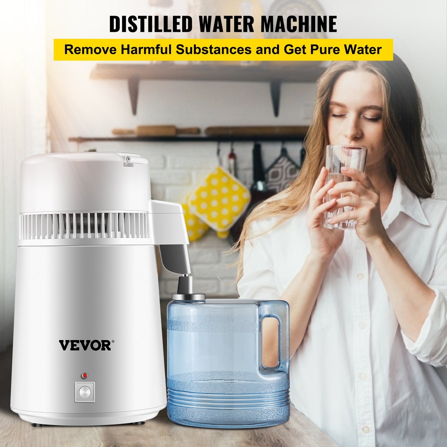 4L Pure Water Distiller 1L/h Vattenrenare Filter Dental Medical Home 220V